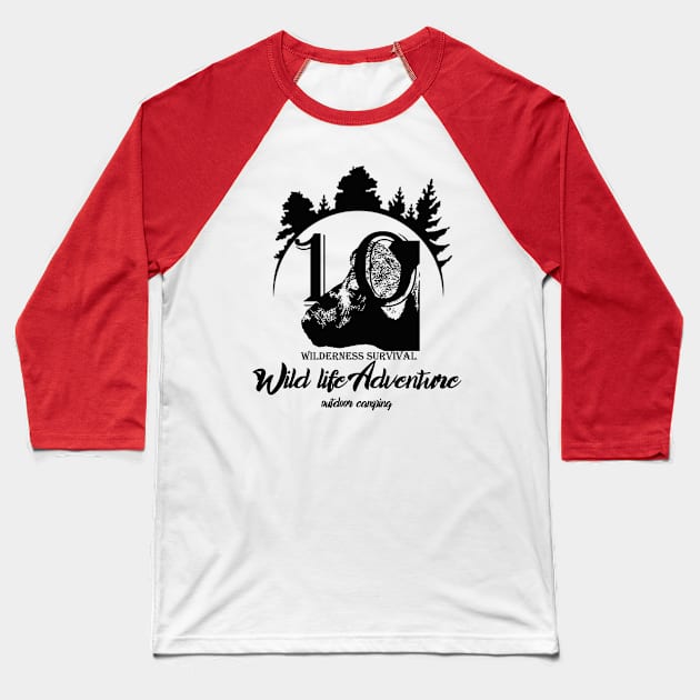 wild life adventure - camping outdoor Baseball T-Shirt by The Bombay Brands Pvt Ltd